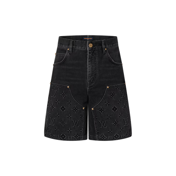 Short en jean de travail Louis Vuitton Monogram noir