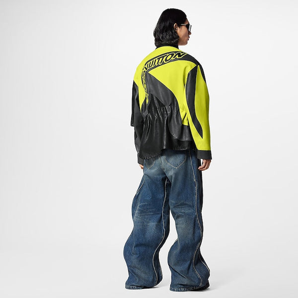 Veste moto en cuir disparate Louis Vuitton noire