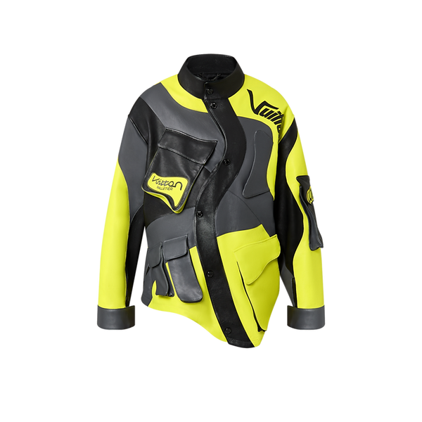 Veste moto en cuir disparate Louis Vuitton noire
