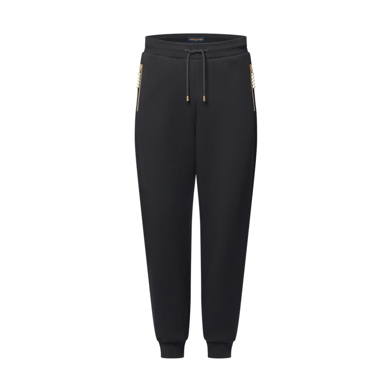 Louis Vuitton – Jogginghose aus besticktem Jersey in Schwarz