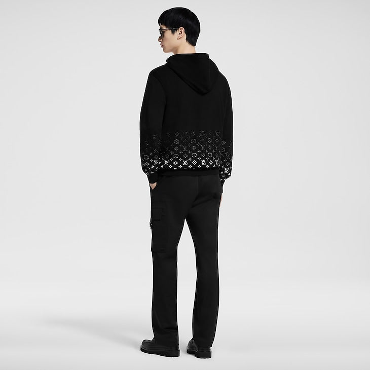 Sweat à capuche en coton dégradé Louis Vuitton noir/blanc