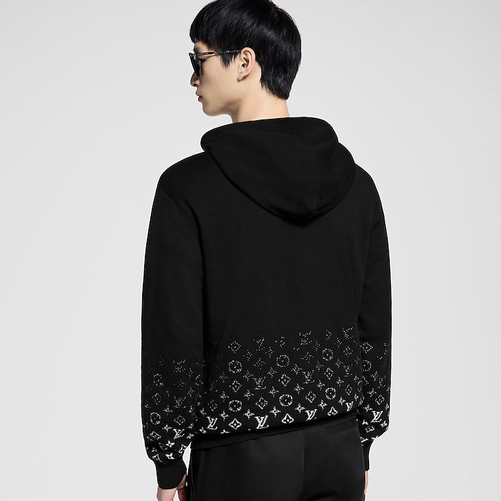 Sweat à capuche en coton dégradé Louis Vuitton noir/blanc