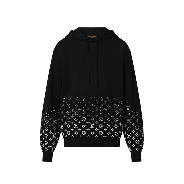 Sweat à capuche en coton dégradé Louis Vuitton noir/blanc