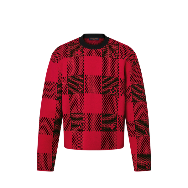 Damier wool round-neck sweater