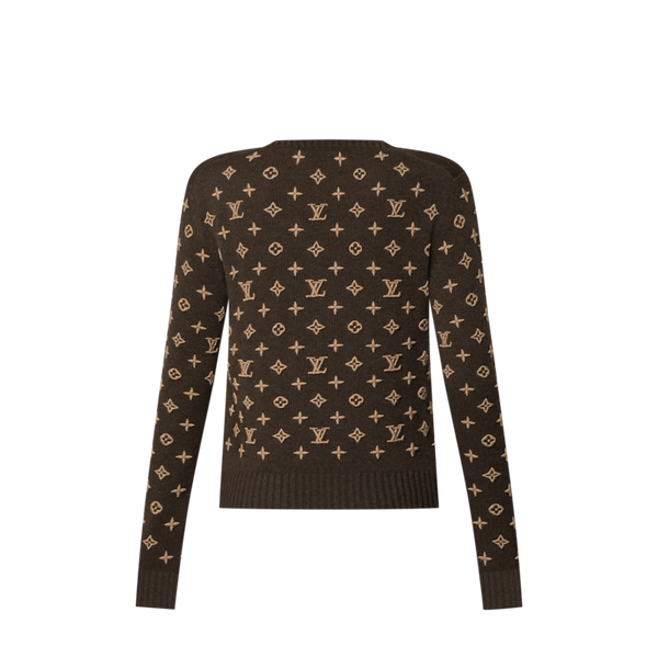 Three-dimensional Monogram knit sweater Marron