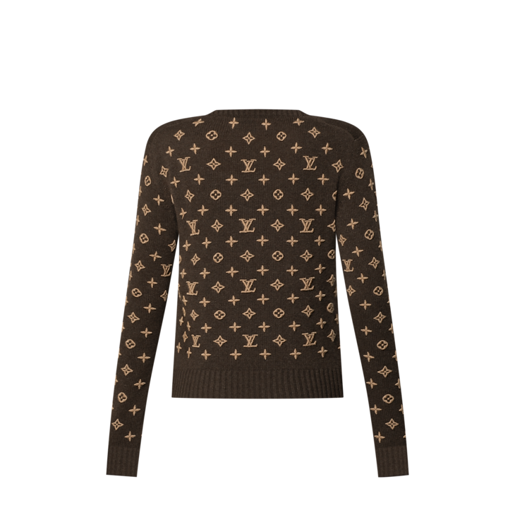 Three-dimensional Monogram knit sweater Marron