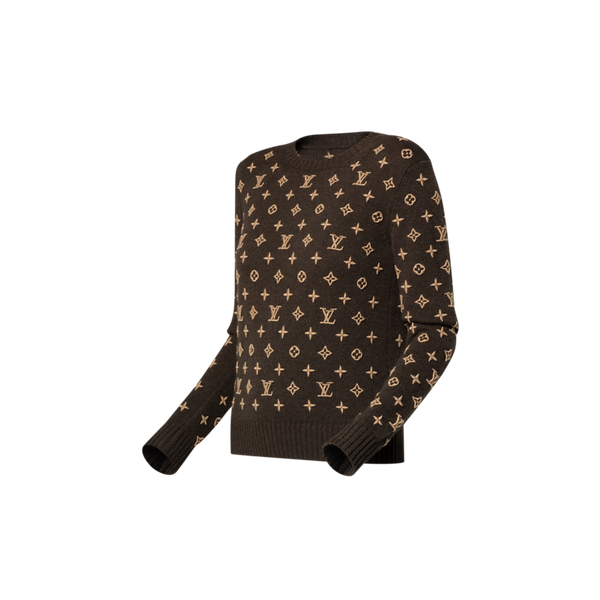 Three-dimensional Monogram knit sweater Marron