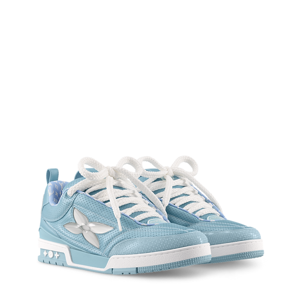 Louis Vuitton LV Skate Blue Lacets en cuir de veau métallisé et perforé