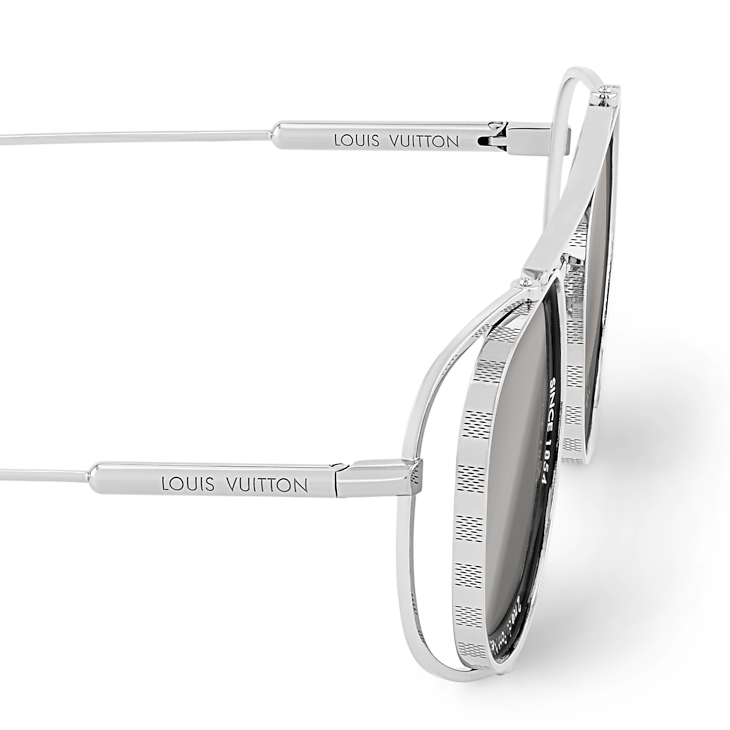 Lunettes de soleil Louis Vuitton LV Supervision en métal argenté 