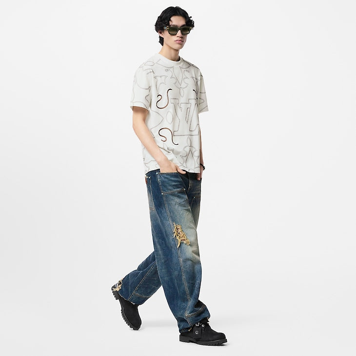 Bottines Louis Vuitton Timberland 6 pouces noires monogrammées