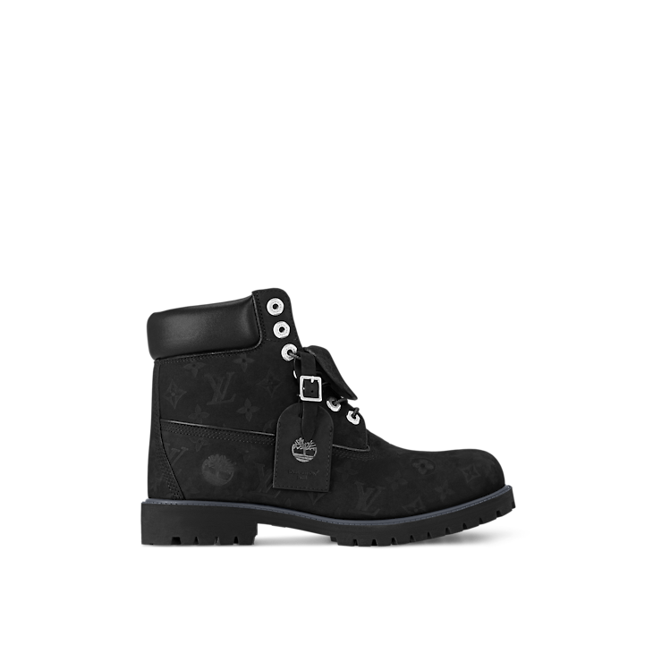 Bottines Louis Vuitton Timberland 6 pouces noires monogrammées
