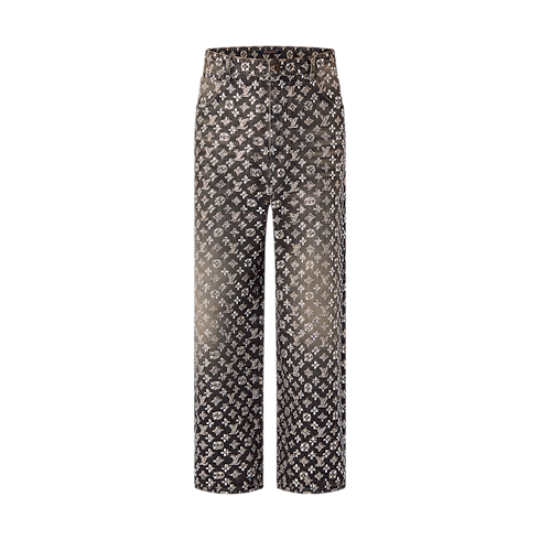 Pantalon ample en denim avec monogramme brodé sur commande