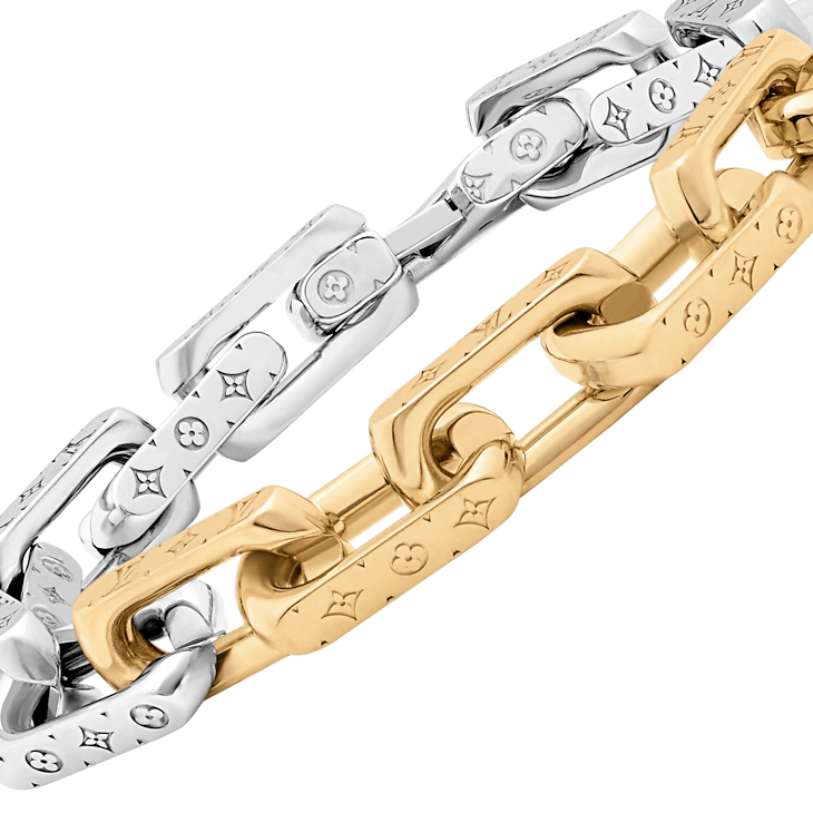 Monogramm-Kettenarmband Silber und Gold