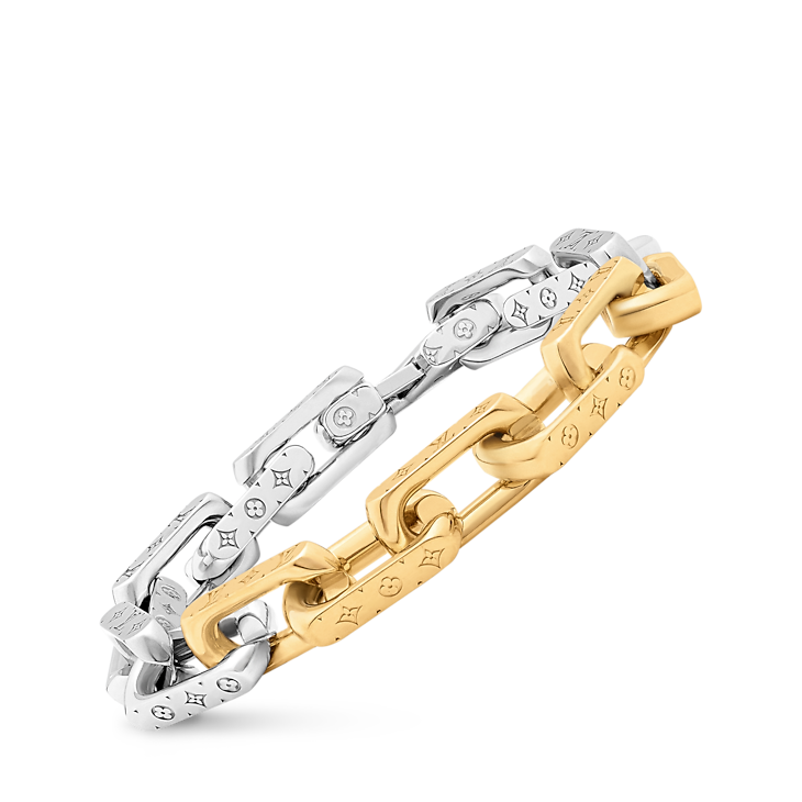 Monogramm-Kettenarmband Silber und Gold