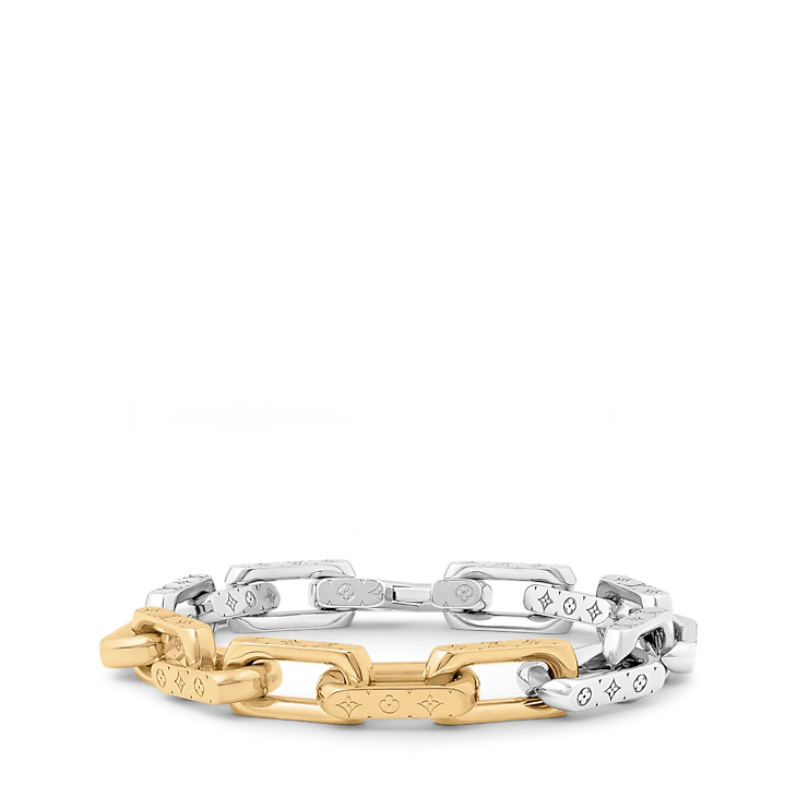 Monogramm-Kettenarmband Silber und Gold