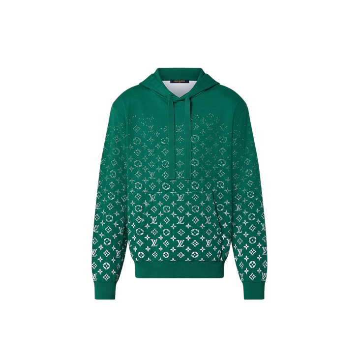 Sweat à capuche en coton dégradé Louis Vuitton Vert