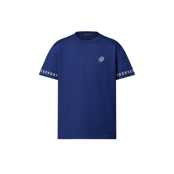 Louis Vuitton Kurzarm-Rundhalspullover aus Baumwolle in Indigoblau