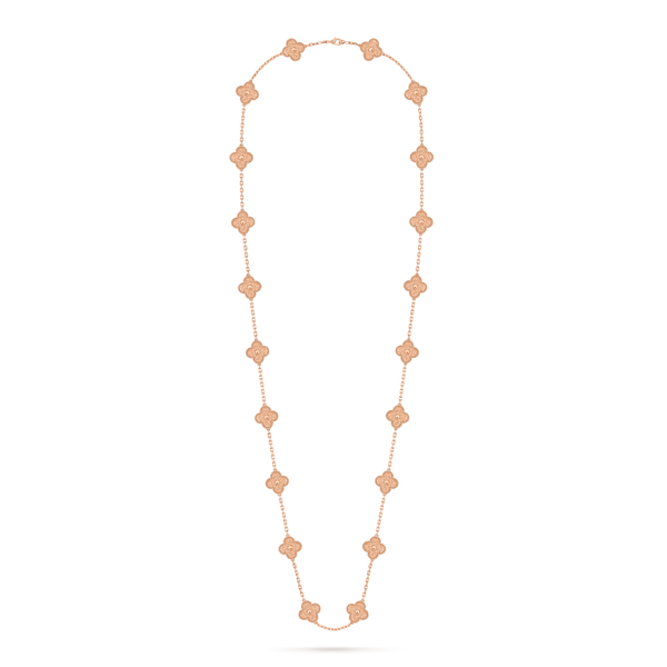 Vintage Alhambra long necklace, 20 motifs 18K rose gold