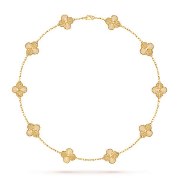 Vintage Alhambra necklace, 10 motifs 18K yellow gold