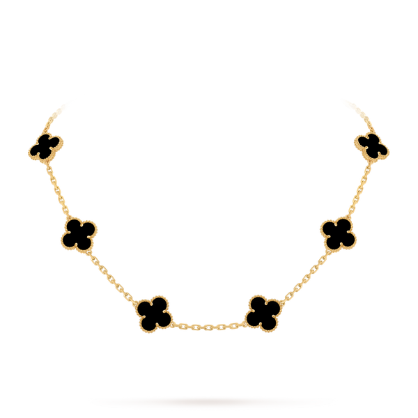 Vintage Alhambra necklace, 10 motifs 18K yellow gold, Onyx